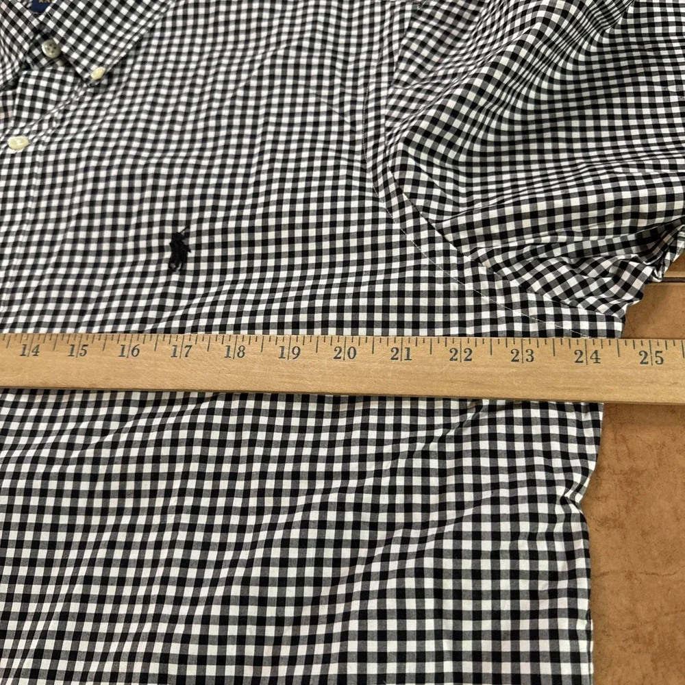 Ralph Lauren Sz XL Black White Gingham Plaid‎ Long Sleeve Button Down Shirt Pony